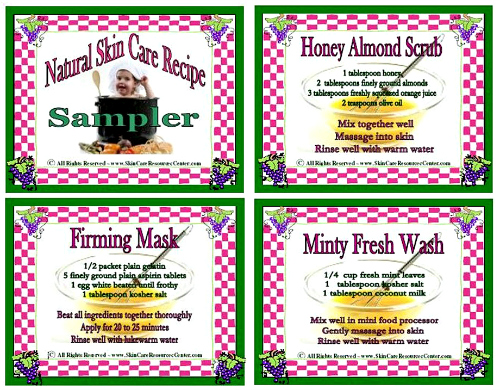 Skin Care Recipe Cards- Sampler anti-aging-skin-care-recipe